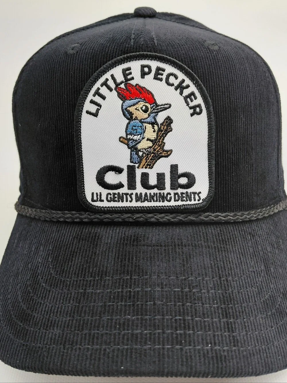 Little Pecker Club Corduroy Embroidered Snapback Cap Black